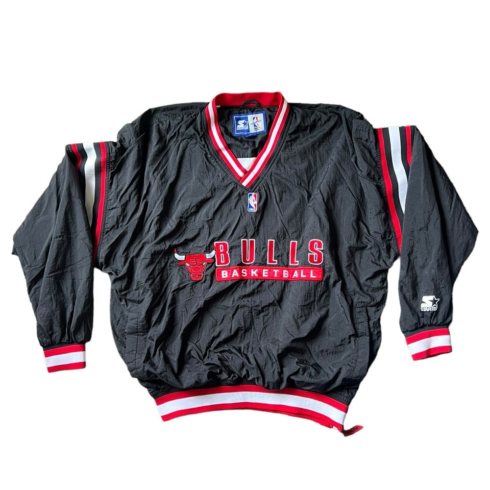 Vintage Starter NBA Chicago Bulls Pull Over Overhead Nylon Training Jacket‎ XL